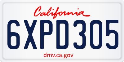 CA license plate 6XPD305