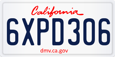 CA license plate 6XPD306