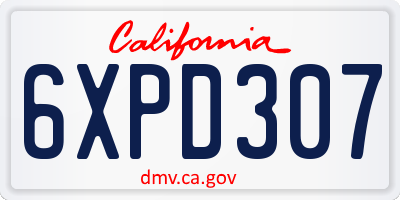 CA license plate 6XPD307