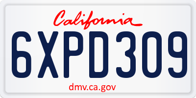 CA license plate 6XPD309