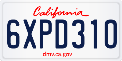 CA license plate 6XPD310