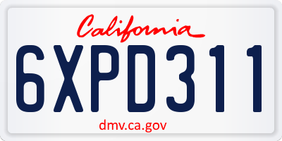 CA license plate 6XPD311