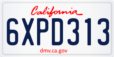 CA license plate 6XPD313