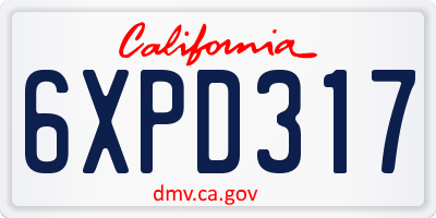 CA license plate 6XPD317