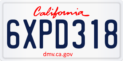 CA license plate 6XPD318