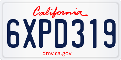 CA license plate 6XPD319