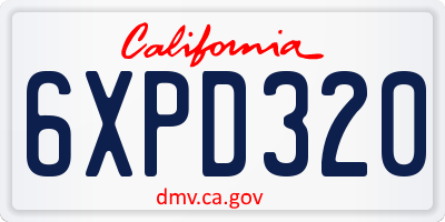 CA license plate 6XPD320