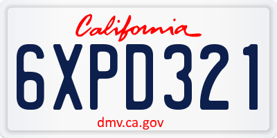 CA license plate 6XPD321