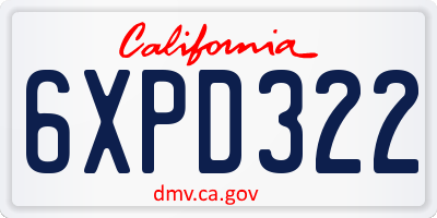 CA license plate 6XPD322