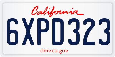 CA license plate 6XPD323