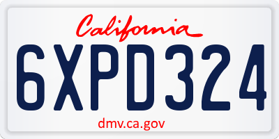 CA license plate 6XPD324