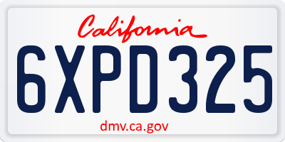CA license plate 6XPD325