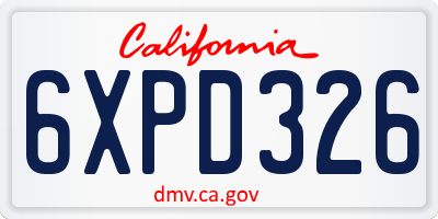CA license plate 6XPD326