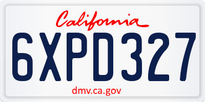CA license plate 6XPD327