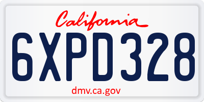 CA license plate 6XPD328