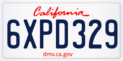 CA license plate 6XPD329