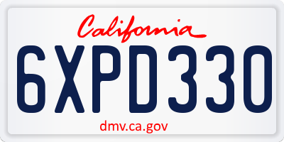 CA license plate 6XPD330