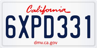CA license plate 6XPD331