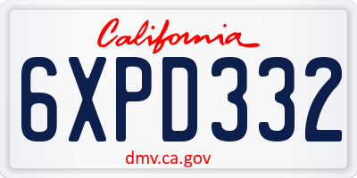 CA license plate 6XPD332