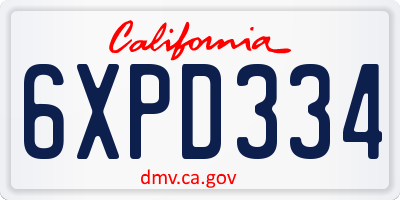 CA license plate 6XPD334