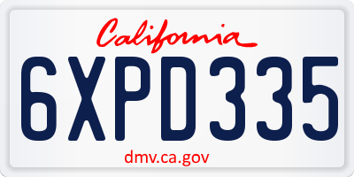 CA license plate 6XPD335