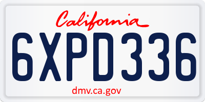 CA license plate 6XPD336