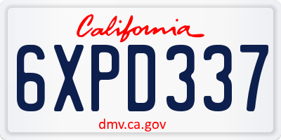 CA license plate 6XPD337