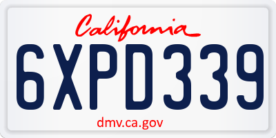 CA license plate 6XPD339