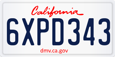 CA license plate 6XPD343