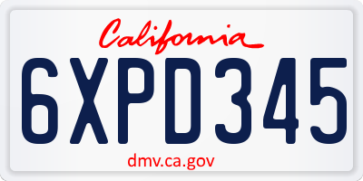 CA license plate 6XPD345