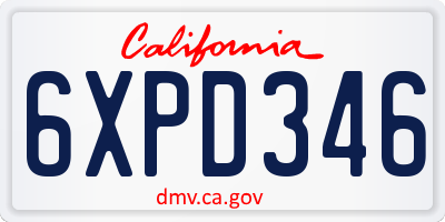CA license plate 6XPD346