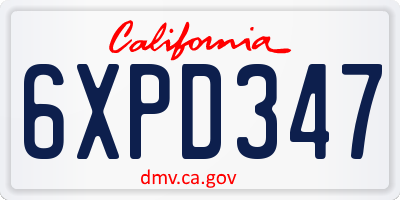 CA license plate 6XPD347