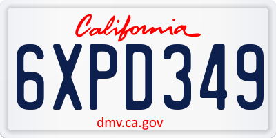 CA license plate 6XPD349