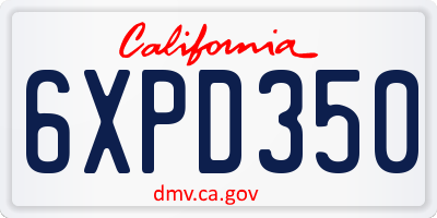 CA license plate 6XPD350