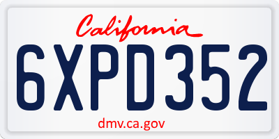 CA license plate 6XPD352