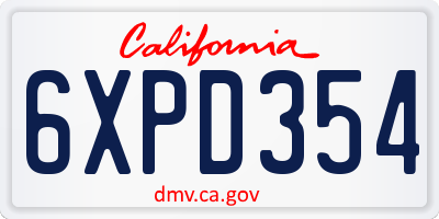 CA license plate 6XPD354
