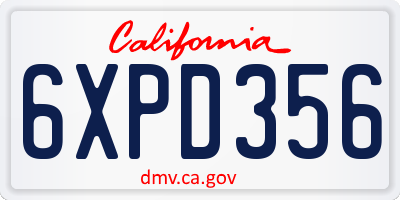 CA license plate 6XPD356