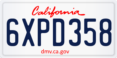 CA license plate 6XPD358