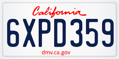 CA license plate 6XPD359