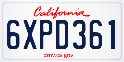 CA license plate 6XPD361