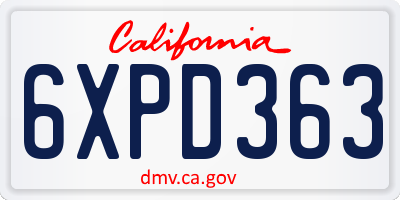 CA license plate 6XPD363