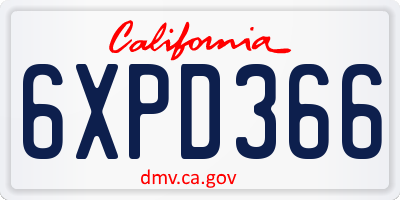 CA license plate 6XPD366