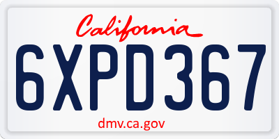 CA license plate 6XPD367