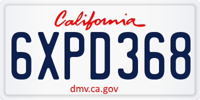 CA license plate 6XPD368