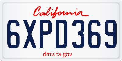 CA license plate 6XPD369