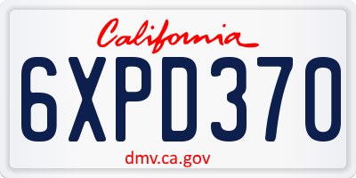 CA license plate 6XPD370