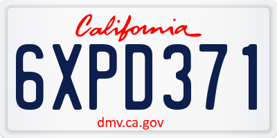 CA license plate 6XPD371