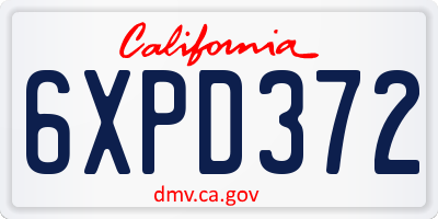 CA license plate 6XPD372