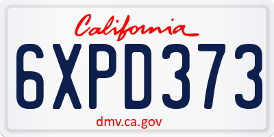 CA license plate 6XPD373