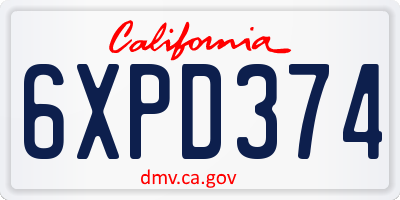 CA license plate 6XPD374